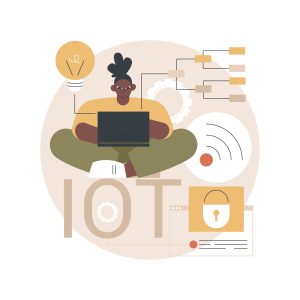 IoT development abstract concept vector illustration. Internet of things, IoT developer, programming team, company website design, web page element, UI, abstract metaphor.